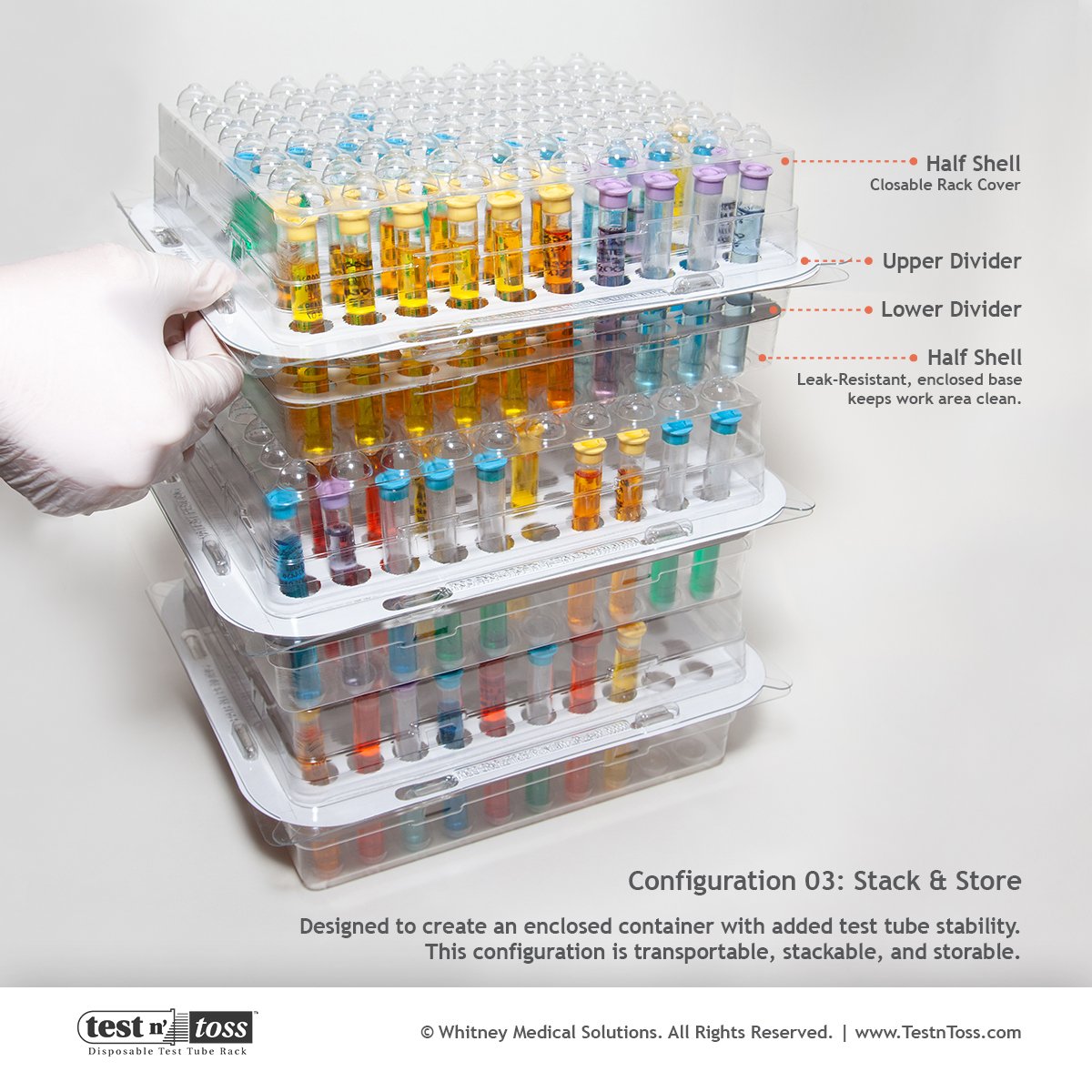 Test n' Toss Test Tube Rack Lab Specimen Test Collection and Transport