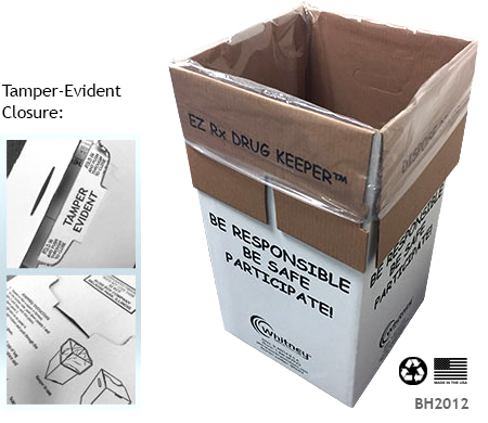 Secure, Tamper Evident Prescription Drug Collection Take Back Initiative Box